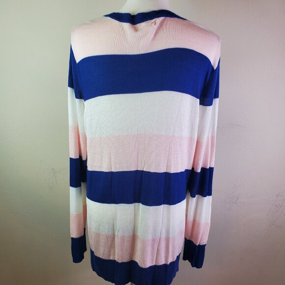 Maison Jules Juniors Blue Blush Colorblock Stripe Sweater L - Picture 8 of 10